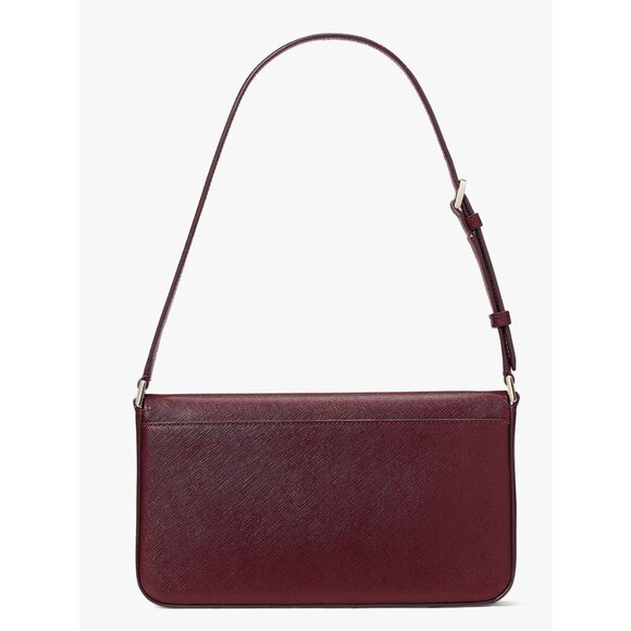 New Kate Spade Staci Flap Shoulder Bag Saffiano Leather Grenache - Picture 2 of 5